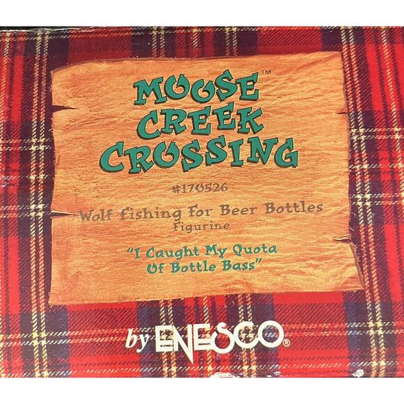 Enesco Moose Creek Crossing “I Caught My Quota of Bottle Bass” 1995 Wolf #170526 - Picture 8 of 8